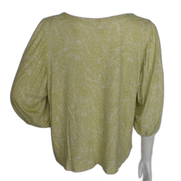 J.JILL Tee/Top, L, Chartruse Line Print, Wide neck, 3/4 length sleeves - Picture 5 of 12